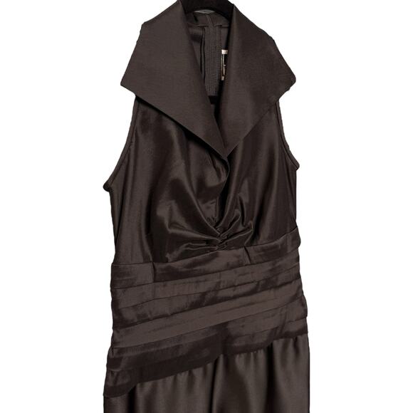 Vintage Tadashi Size 4 Sleeveless Collared Formal Gown Black Gathered Draped - Picture 3 of 9